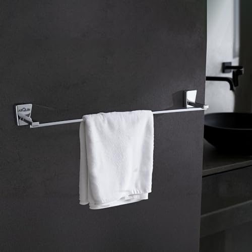 Image of ARQUIN ARQUIN Round 304 Stainless Steel 24 Inch Towel Rod | Towel Rack for Bathroom | Towel Bar Hanger Stand | Bathroom Accessories Set | Silver with Chrome Finish | 15 kg Load Capacity Selvi
