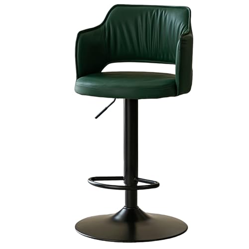 Taburete de Bar Ajustable, Sillas Salon de Altura de Pub con Respaldo y Brazos Huecos, Fácil Instalación, Elegante y Simple para Isla de Cocina, Comedor(Green)