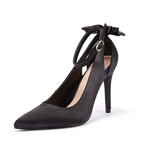 Image of Fashare Womens High Heels Bow Tie Back Sexy Stiletto Ankle Strap Wedding Dress Pumps Shoes