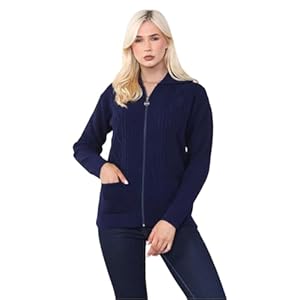 Janisramone® Cardigans à fermeture éclair pour femmes UK, Cardigan uni à manches longues pour dames, Cardigan tricoté à fermeture éclair pour femmes, Cardigans pour femmes avec poches pour l'hiver