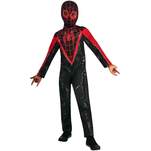 Rubies Fato oficial do Homem-Aranha Miles Morales Gamerverse da Disney, disfarce de super-herói para crianças, tamanho de 7 a 8 anos