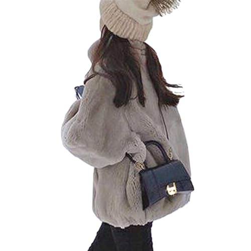 [Lausiuoe] ファーコート レディース 冬 ハーフコート アウター レディース リバーシブル ボアブルゾン 2way ボアジャケット 秋冬 ゆったり 暖かい 柔らかい カジュアル 通勤 通学 S-XLのサムネイル