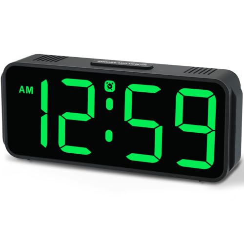 Image of Peakeep Small Digital Alarm Clock for Bedroom, Large Number, Battery Backup | Plug-in Tiny Electric Clock Brightness Dimmable for Bedsise Desk Table Small Spaces, 5 Volume, Easy to Set, Adapter Included