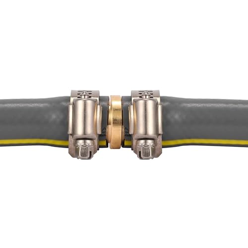 Hourleey 4 Pack Garden Hose Repair Kit, Aluminum & Stainless Steel Connector & Clamps, Fits 3/8"-5/8" Hose Repair Fittings