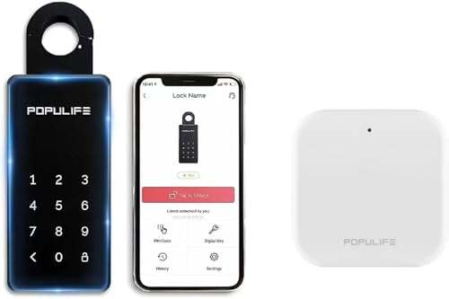 Populife WiFi-Schlüsseltresor mit Gateway, Fernsteuerung für Smart Schlüsselsafe, Drahtloses Schlüsselbox für den Außenbereich, Wandmontierung und Türgriffmontage, IP66 Wasserdicht