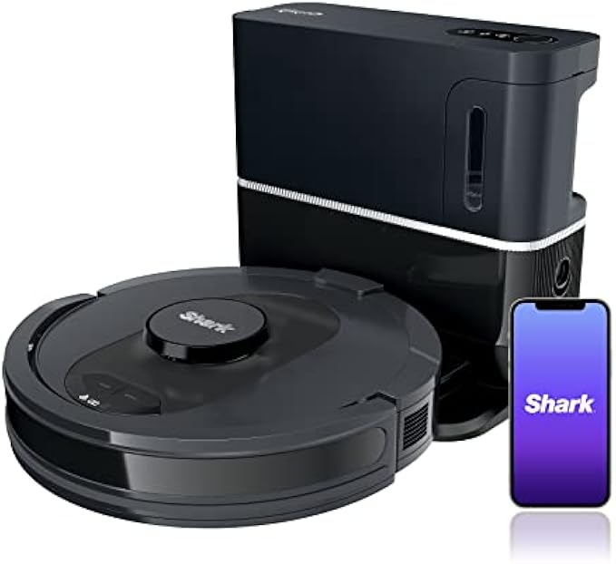 Shark AV2501S AI Robotic Vacuum with HEPA Self-Emptying Base, Bagless, 30 Day Capacity, Laser Navigation, Great for Pet Hair, Alexa Compatible, Wi-Fi Connect, Black