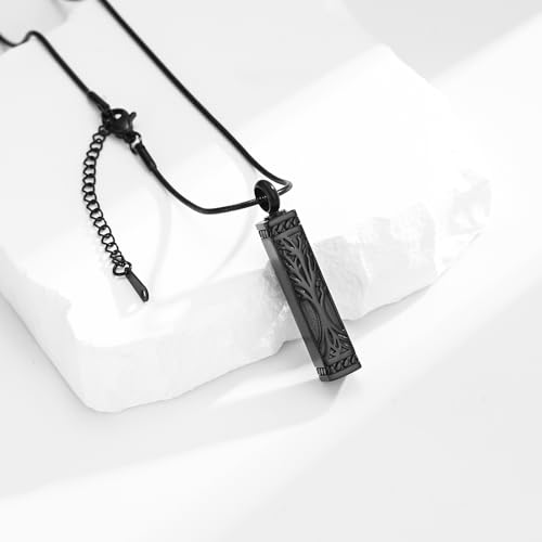 VCCWYQK Baum des Lebens Urne Halsketten für Asche Kremation Schmuck Würfel Asche Keepsake Halskette Bar Urne Anhänger für Frauen Männer