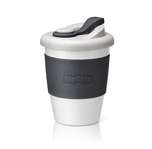 SLOSH Taza Cafe para Llevar Viaje Mug Café Desayuno Reutilizable con Tapa Sin Bpa Vasos De Café Coffee To Go Taza Yoga Coche Oficina Portatil Regalo (Gris)