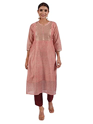 Kurti rose traditionnel 8176 pour femme taille M tenue de bureau élégante