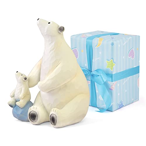 Polar Bear Figurine Statue Sculpted Hand-Painted Birthday Christmas Valentine Day Gifts For Daughter Son Mom Dad Animal Figure Collection Figruine Home Decor #TOP5