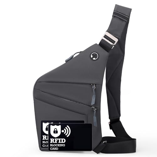 ibalulu Anti Diebstahl Tasche, Diebstahlsichere Umhängetasche mit Mehrfachtasche Schultertasche Wasserresistente Brusttasche, Sicherheitstasche Reise, Diebstahlsicher für Damen & Herren