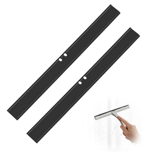 2 PCS Rubber Squeegee Replacement Blades Black Squeegee Replacement Rubber 10 Inch Standard Shower Glass Doors Squeegees Replacements Squeegees Silicone Accessory Black