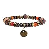ZFHTJEKNCS 1 PC Fashion Pulsera de Cuentas étnicas de Madera Hecha a Mano para Hombres de Estilo Retro de Piedra Natural con Cuentas para Hombre