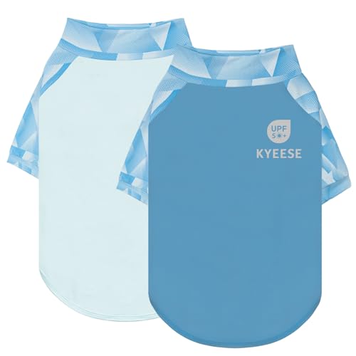 KYEESE 2Pack UV Protection Dog Shirt, UPF 50+ Cooling Dog T Shirts for Large Dogs Boy, Breathable Reflective Dogs Sun Shirts with Sleeves Summer Pet Clothes, Blue, 3XL