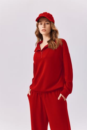 Image of PINSPARK 2 Piece Sets for Women 1 /4 Zip Lounge Matching Set Fall Outfits