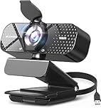 TRAUSI 1080P Full HD Webcam with Privacy Cover, Wide Angle Lens, Active Light Correction, Plug and Play USB Webcam for PC, Desktop