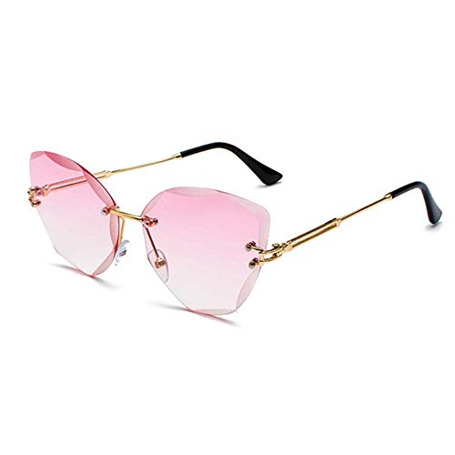 Lunettes de soleil cat eye pour femmes au style rétro sans monture et verres dégradés océan