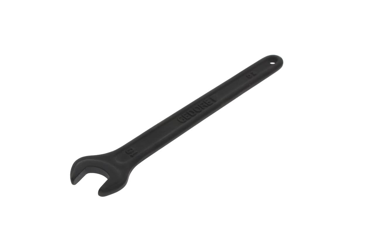 Gedore Silver Single Open-Ended Spanner, 10 Mm, With Hanging Hole, High-Quality Vanadium Steel, Anti-Glare Look, Manganese Phosphated, According To Din 894