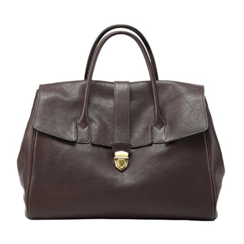 hibear Bolsa de couro para mulheres, bolsas de designer de luxo, bolsa de trabalho de grande capacidade, bolsa clutch moderna com alça superior, Café, Large