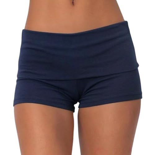 Image of Women Fold Over Mini Shorts Y2K Lounge Pajama Bottoms Low Rise Booty Shorts
