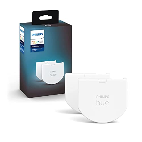 Philips Hue   Módulo de interruptor de pared, permite un acceso constante a dispositivos Hue, instálalo detrás de los interruptores de pared existentes, Pack de 2, blanco