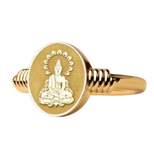 Bague Bouddha en argent contre l'usure, un éclat plaqué or durable 13x11mm