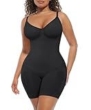 FeelinGirl Body Shaper Tummy Control Shapewear Plus Size Seamless Full Body Waist Trainer Hip Enhancer Bodysuit Back Support Black M/L