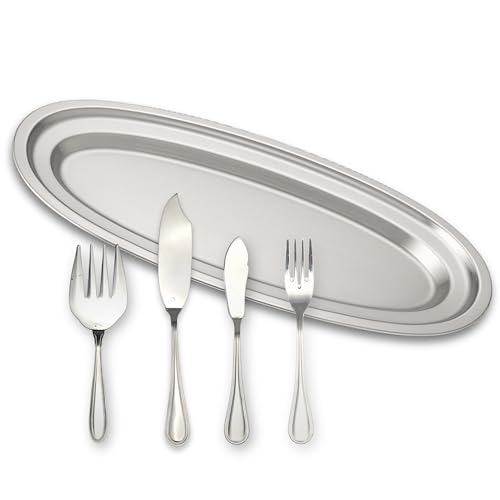 Lebrun Couverts Coffret Poisson MOZART 15 Pièces en Acier Inoxydable – 1 Plat de Service + Couverts Poisson Assortis – Service Élégant pour Poisson,...
