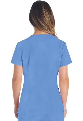 Dickies EDS Essentials Scrubs, V-Neck Womens Tops with Four-Way Stretch and Moisture Wicking DK615, XS, Ciel - image 5