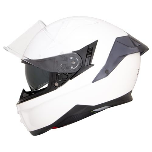 Zorax Hunter White XL (61-62cm) Double Visor Full Face Motorcycle Motorbike Helmet ECE 2206 Aproved