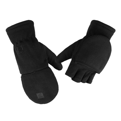 Winter Fingerless Gloves Convertible Flip Top Mittens for Men and Women Warm Half Finger Gloves for Sports Outdoor Activities- X-Small