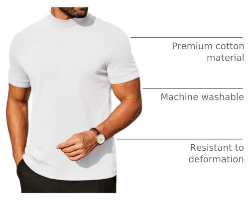 Image of COOFANDY Mens Mock Turtleneck Shirts Casual Premium Cotton Short Sleeve Shirt Basic Half Neck T-Shirts