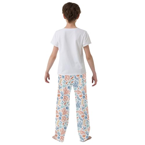 ZZXXB Coral Fishes Boys Long Pants Soft Trousers Elastic Waist Kids Lounge Bottoms with Pockets S-XL3