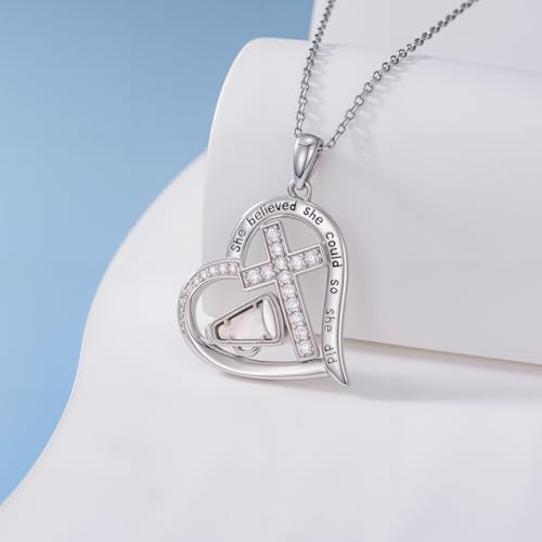 Sports Necklace for Women 925 Sterling Silver Cross Football/Soccer/Softball/Volleyball Necklace Pendant Sports Jewelry Christmas Gifts for Women2