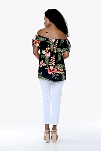 Image of Family Matching Hawaiian Clothes, Black Rafelsia | Lightweight 100% rayon • Family matching outfits • Beach vacations • Luaus • Cruises • Family photos