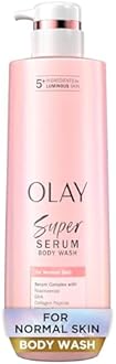 Olay Super Serum Body Wash for Normal Skin, 24hr Long Lasting Hydration, 5+ Ingredient Serum Complex for Bright Even Firm Luminous Skin, 18.5 fl oz