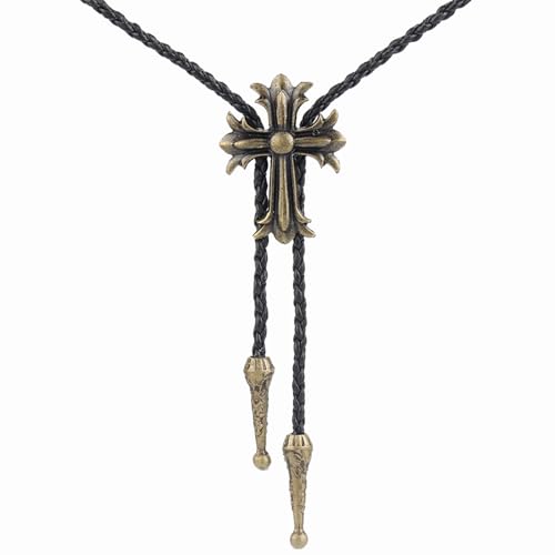 Image of Cowboy Bolo Tie for Men, Vintage Cow Skull Bolo Tie Necklace Native American Necktie for Men Women