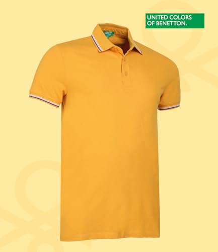 Image of United Colors of Benetton Polo T Shirt | Collar Tshirts | Half Sleeves Plain T Shirt | Solid Polo T-Shirt with Colored Collar Tipping
