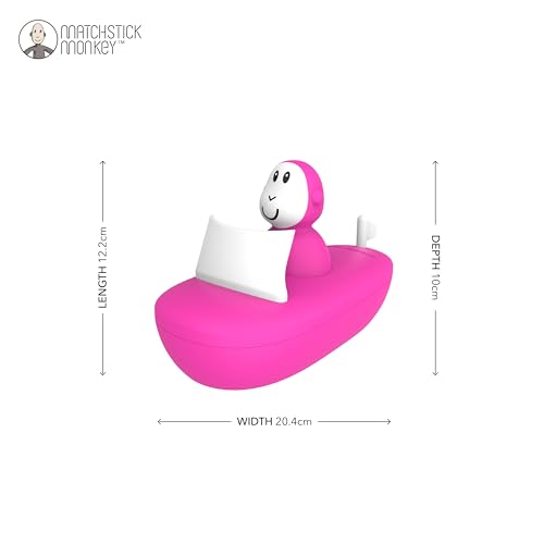 Jouet bain Matchstick Monkey bateau rose pour l'éveil sensoriel du bébé - 2