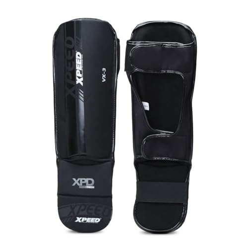 Image of XPEED Matt PU Grappling ShinGuard /Shin Pad | Thick Padding Forefoot | Shin Guard for Men and Women | Training Practice and Sports | Kickboxing shinpad | Baseball | Cricket | Sports Shinguards (S)