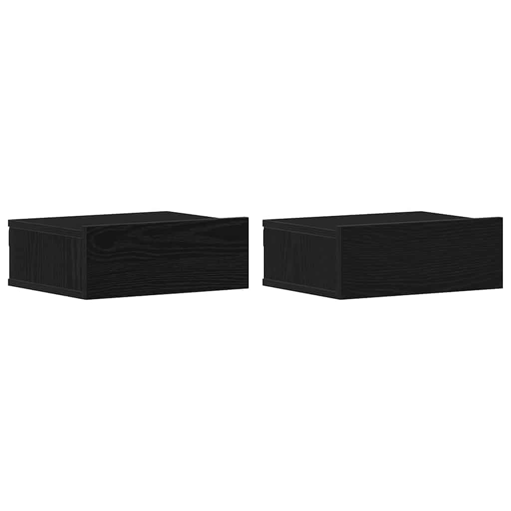 vidaXL Mesitas de Noche flotantes (2 Unidades), Roble Negro, 40 x 32 x 15 cm, Madera de ingeniería