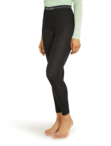 Icebreaker Leggings da Donna - Leggings Sportivi - Intimo Termico 100% Lana Merino per Sport Invernali, Corsa, Running, Fitness - Nero, L