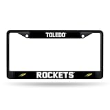 Rico Industries NCAA Toledo Rockets Standard Black Chrome Frame with Decal Inserts 12" x 6" Car/Truck Auto Accessory