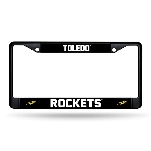 Rico Industries NCAA Toledo Rockets Standard Black Chrome Frame with Decal Inserts 12" x 6" Car/Truck Auto Accessory