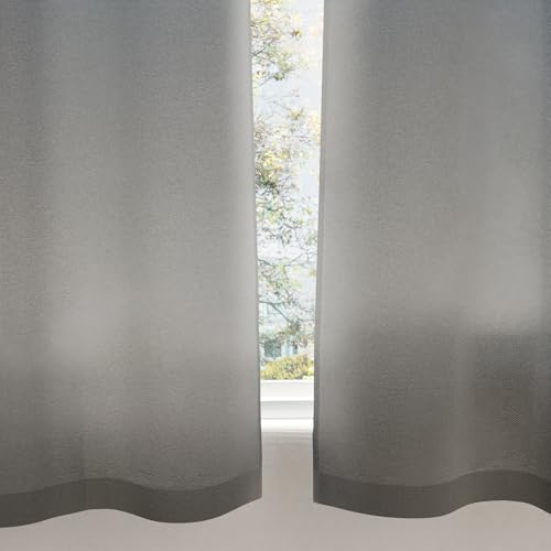 Image of Encasa XO Window Cotton Curtains, Light Filtering Drapes Charcoal Grey