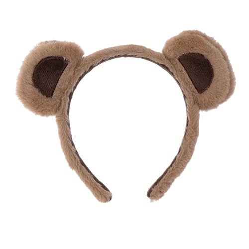 Vonokee ?Brown Bear Ears Headband Costume, Cute Care Movable Face Washing Headband,Soft Makeup Headband Plush Hair Hoops Hair Accessories