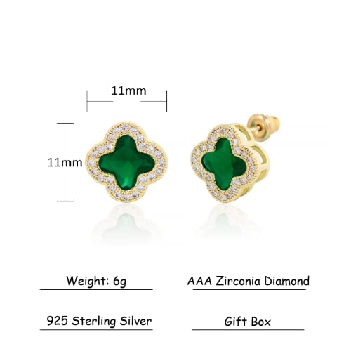 CHERUBIC Women's 925 Sterling Silver AAA Cubic Zirconia Stud Earrings Flower Shape Four-leaf Clover Designs Diamond Cut Crystal Jewelry Gift For Women3
