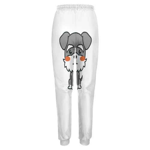 Qjjinxior Jogginghose mit schwarzem Pferd, Damenhose mit Kordelzug für Workout, Lounge, Sport, Süßer Schnauzer-Hund, L