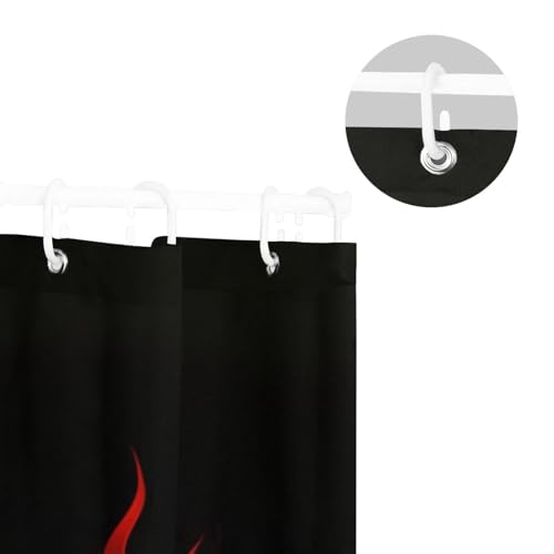Rideau de salle de bain en tissu rouge et noir de 168 x 183 cm pour hôtel