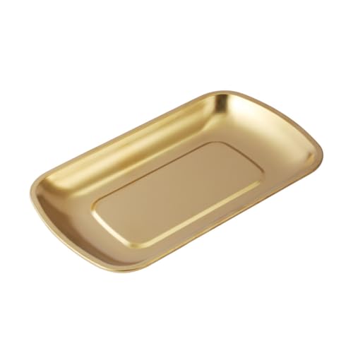 ZUNOXAZ Plato de Acero Inoxidable Reutilizable para Servir Snacks y Aperitivos Bandeja Mediana Dorada para Hogar y Buffet Resistente y Fácil de Limpiar para Frutas y Postres Reutilizable